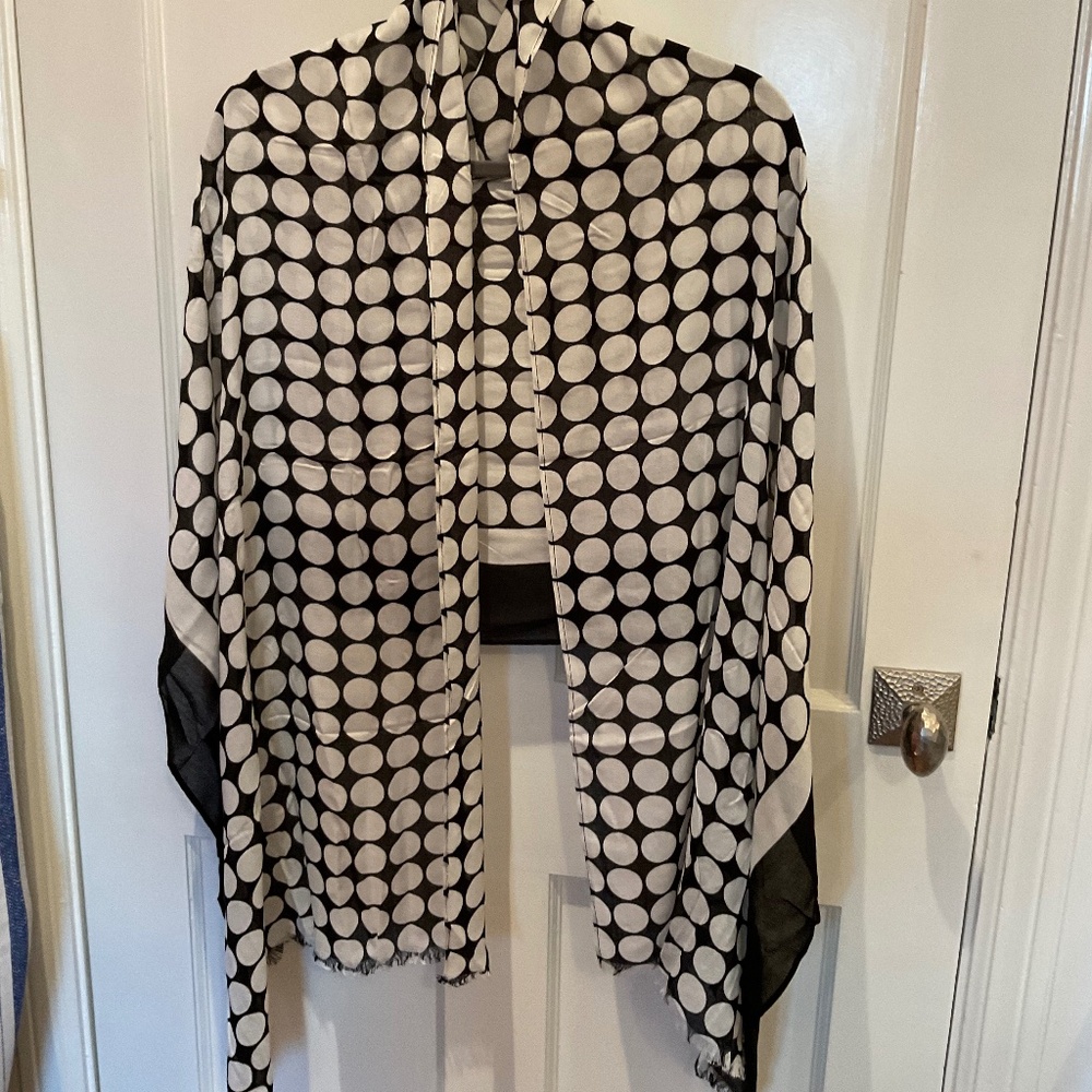 Kate Spade oversized scarf wrap black and white dot